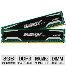 זיכרון למחשב נייח Crucial Ballistix DDR3 8GB (4GBx2) 1600Mhz