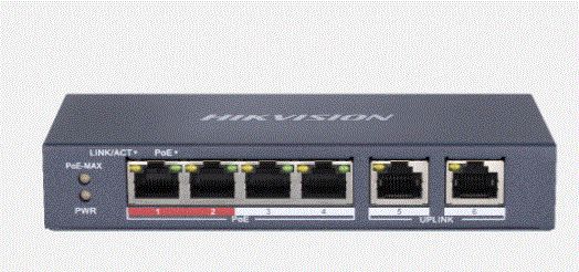 רכזת היקויזן Hikvision 4 Port Fast Ethernet Unmanaged POE Switch DS-3E0106P-E/M