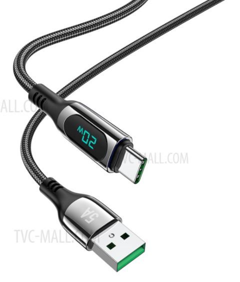 כבל כולל תצוגה דיגיטלית S51C 5A Extreme Fast charging data cable for Type A to Type-C