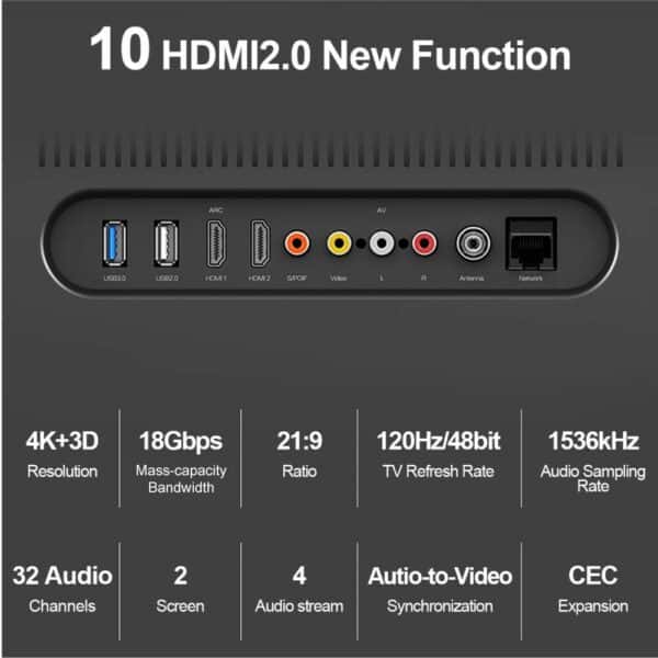 כבל 8M HDMI MALE TO MALE, 4K HDMI 2.0 שחור