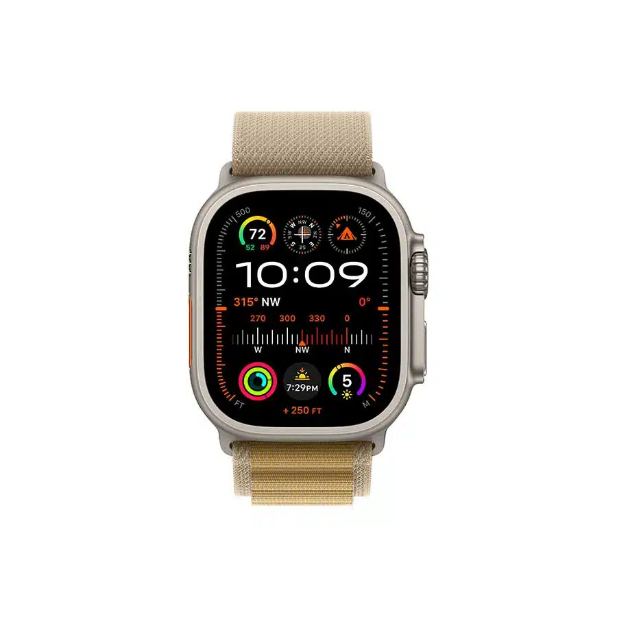 Apple Watch Ultra 2 GPS + Cellular 49mm Natural Titanium Case with Tan Alpine Loop - Large - דגם: MX4H3HB/A