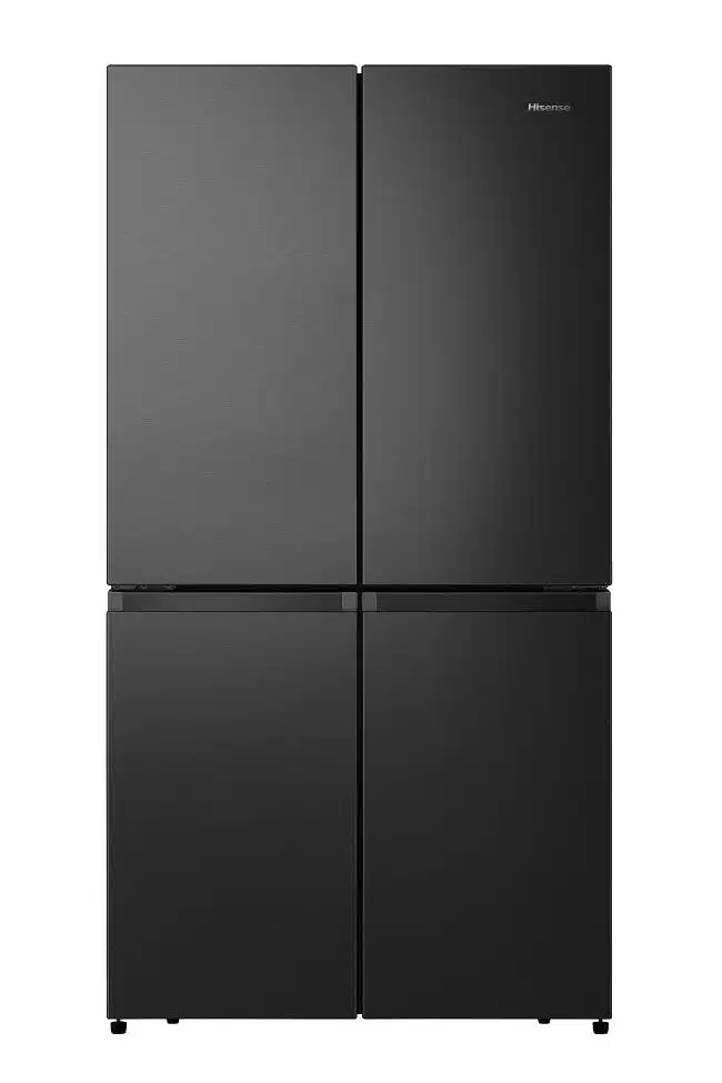 מקרר 4 דלתות Hisense מקפיא תחתון בנפח 609 ליטר נטו דגם RQ72-BK בצבע נירוסטה שחורה