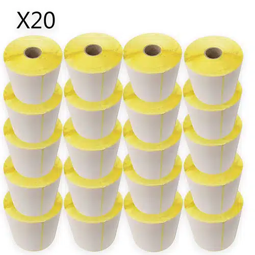 20 גלילי מדבקות למדפסת 100*100 מ"מ 500 יחידות / גליל תרמי